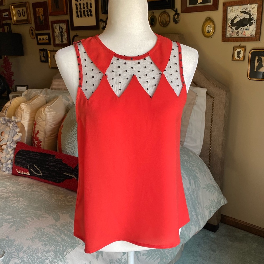 Sugarlips Red/Coral Top with Tulle Detail